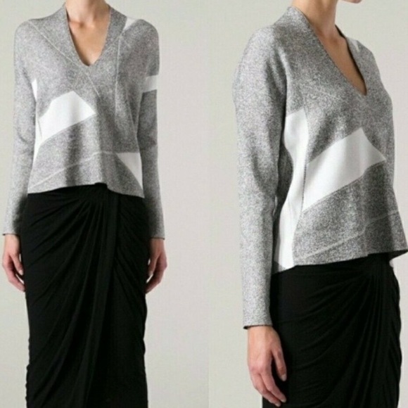 Helmut Lang Sweaters - Helmut Lang Geometric V-Neck Sweater